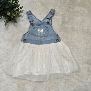 OSHKOSH B’GOSH Vestbak Denim & Off White Gold Sparkle Tulle Dress, Size 4T